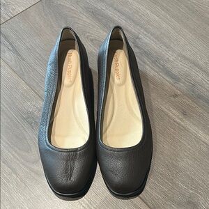 Hush Puppies Brown Leather Flats with Rounded Toe